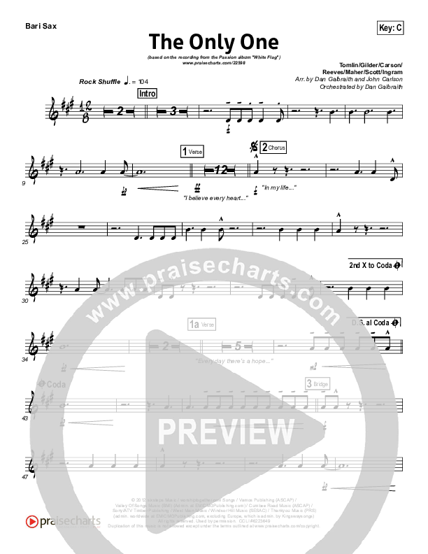 The Only One Bari Sax (Passion / Chris Tomlin)