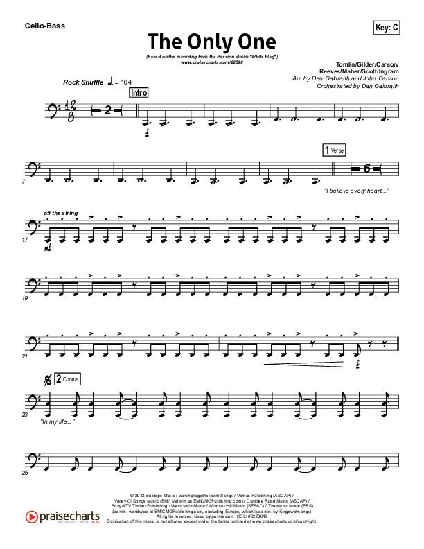 The Only One Cello/Bass (Passion / Chris Tomlin)