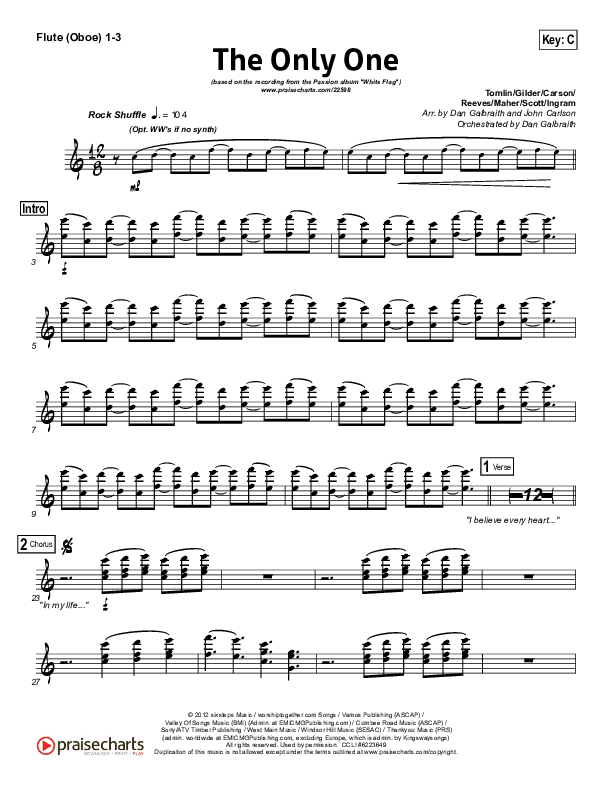 The Only One Flute/Oboe 1/2/3 (Passion / Chris Tomlin)
