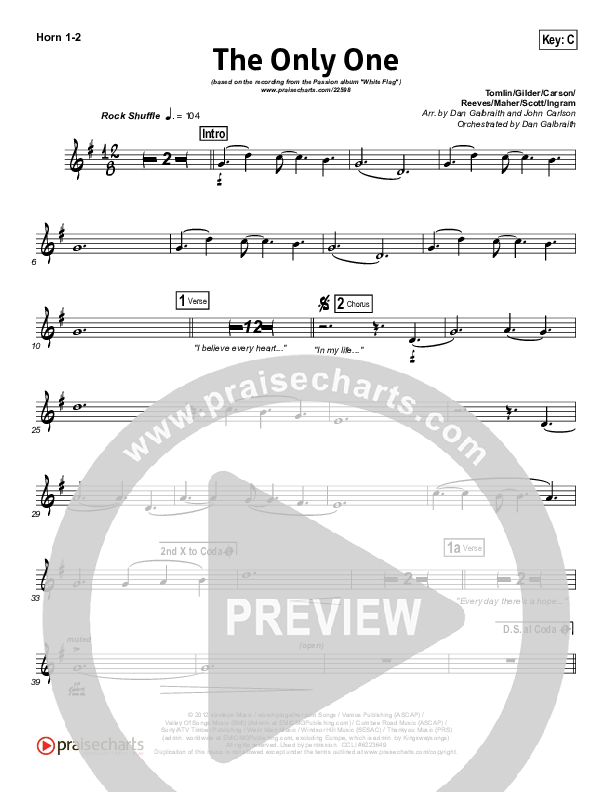 The Only One French Horn 1/2 (Passion / Chris Tomlin)