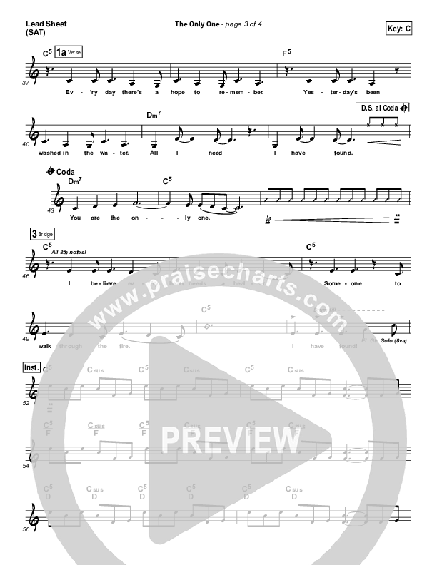 The Only One Lead Sheet (SAT) (Passion / Chris Tomlin)