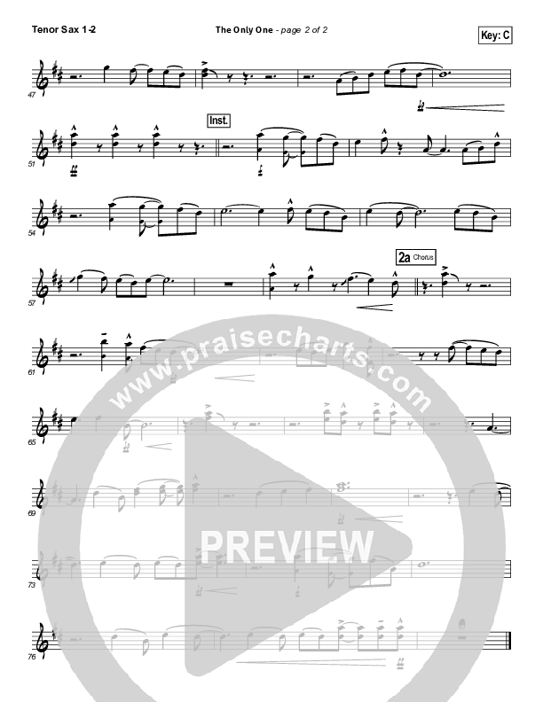 The Only One Tenor Sax 1/2 (Passion / Chris Tomlin)