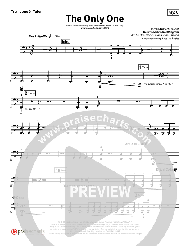 The Only One Trombone 3/Tuba (Passion / Chris Tomlin)