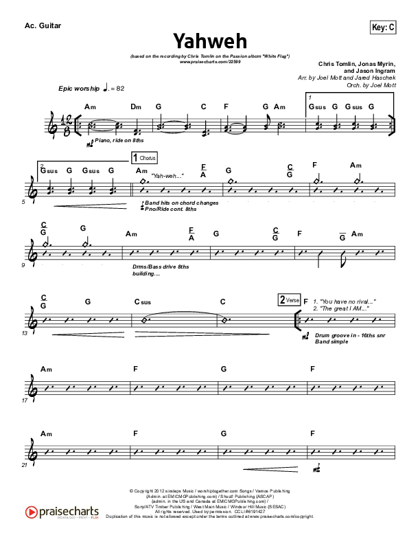 Yahweh Acoustic Guitar (Passion / Chris Tomlin)