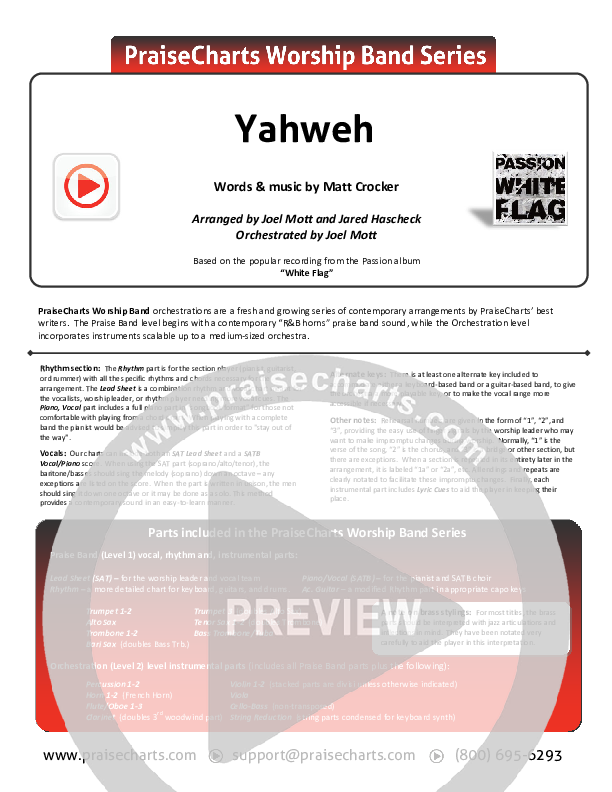 Yahweh Cover Sheet (Passion / Chris Tomlin)