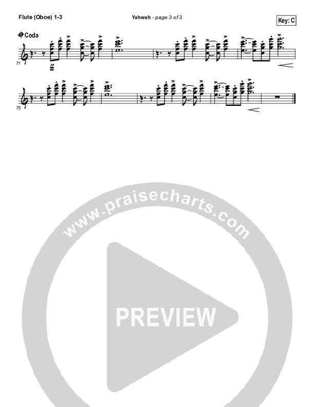 Yahweh Flute/Oboe 1/2/3 (Passion / Chris Tomlin)