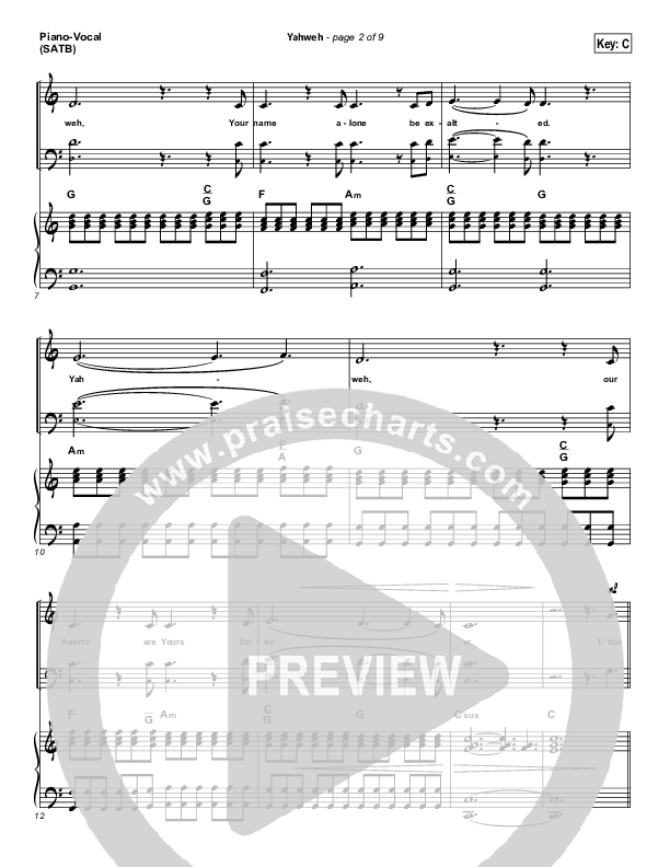 Yahweh Sheet Music PDF (Passion / Chris Tomlin) - PraiseCharts