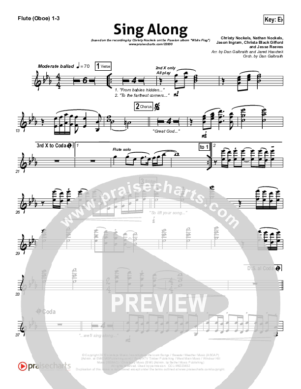 Sing Along Flute/Oboe 1/2/3 (Passion / Christy Nockels)