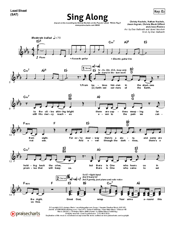 Sing Along Lead Sheet (SAT) (Passion / Christy Nockels)