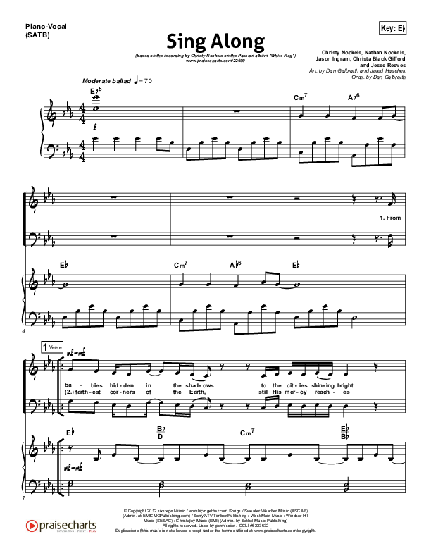 Sing Along Piano/Vocal (SATB) (Passion / Christy Nockels)