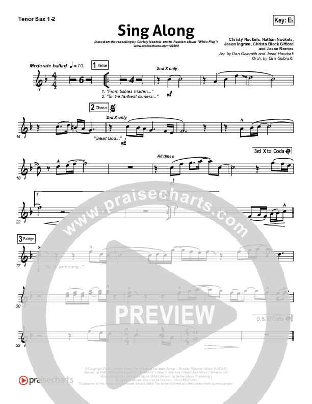 Sing Along Tenor Sax 1/2 (Passion / Christy Nockels)