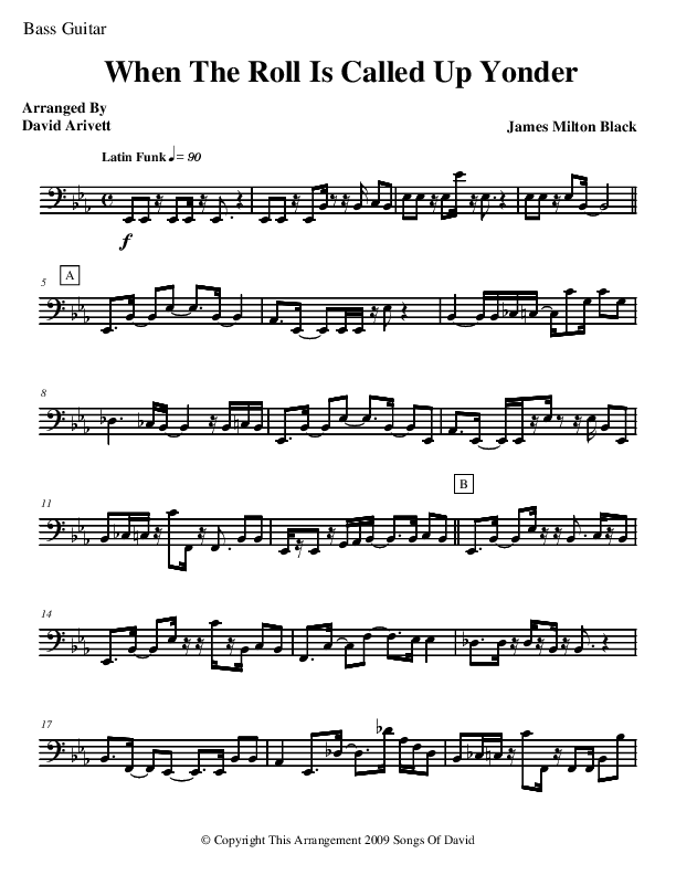 When The Roll Is Called Up Yonder Bass Guitar (David Arivett)