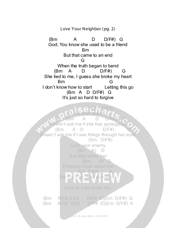 Love Your Neighbor Chords & Lyrics (Todd Agnew)