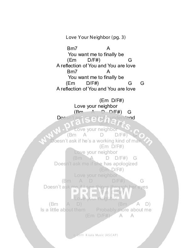 Love Your Neighbor Chords & Lyrics (Todd Agnew)