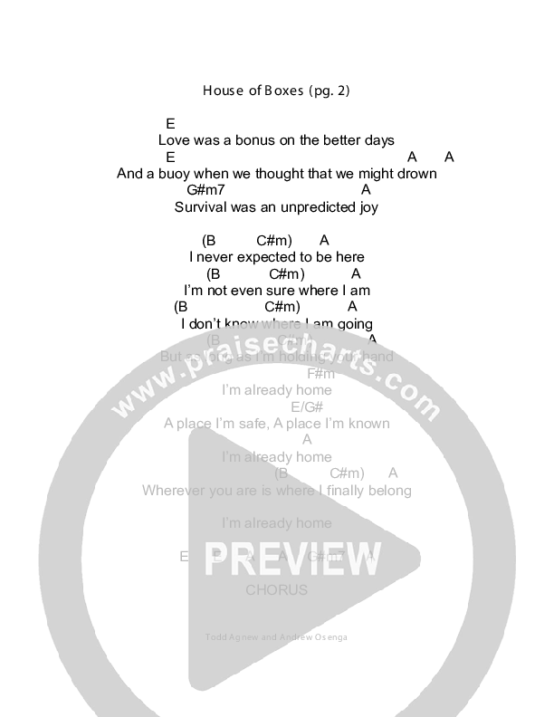House Of Boxes Chords & Lyrics (Todd Agnew)