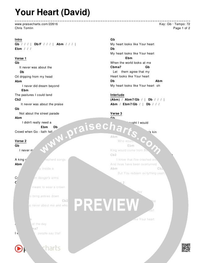Your Heart (David) Chords & Lyrics (Chris Tomlin)