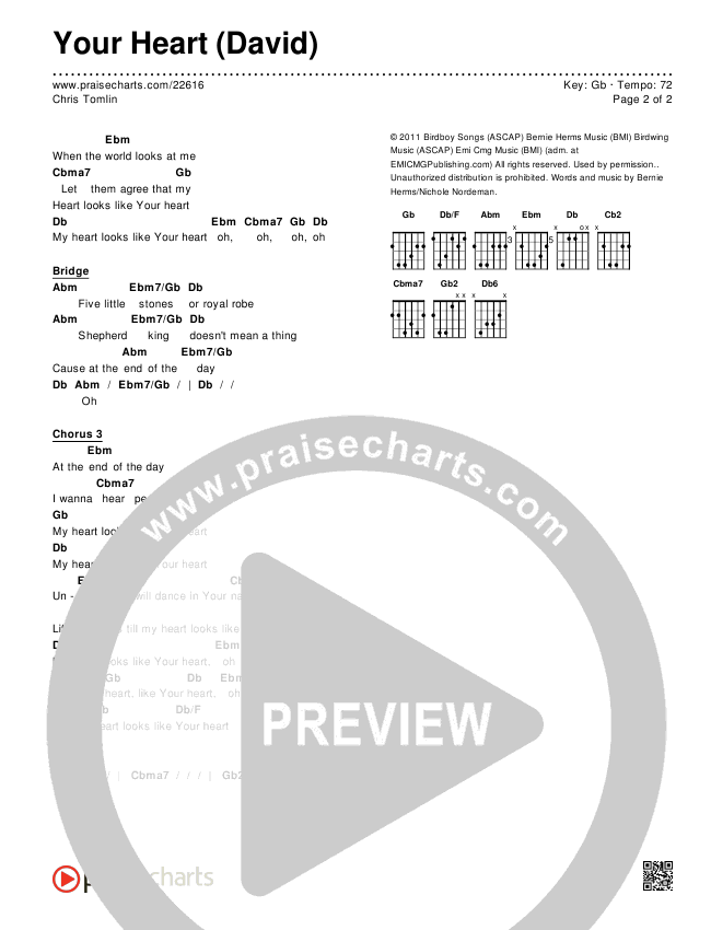 Your Heart (David) Chords & Lyrics (Chris Tomlin)
