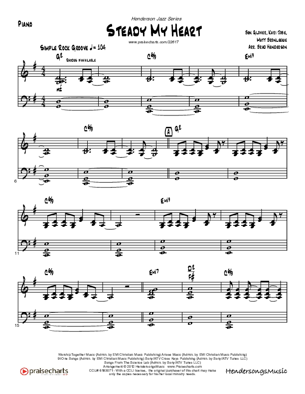 Steady My Heart Piano Sheet (Brad Henderson)