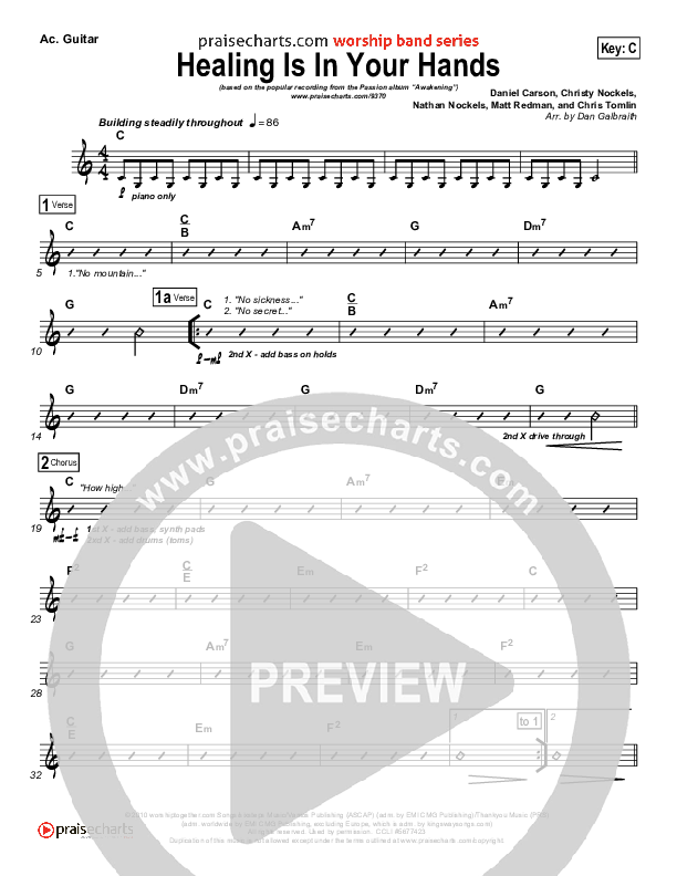 Healing Is In Your Hands (Choral Anthem SATB) Acoustic Guitar (Christy Nockels / NextGen Worship / Arr. Richard Kingsmore)