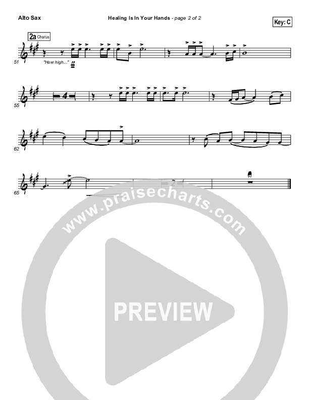 Healing Is In Your Hands (Choral Anthem SATB) Alto Sax (Christy Nockels / NextGen Worship / Arr. Richard Kingsmore)
