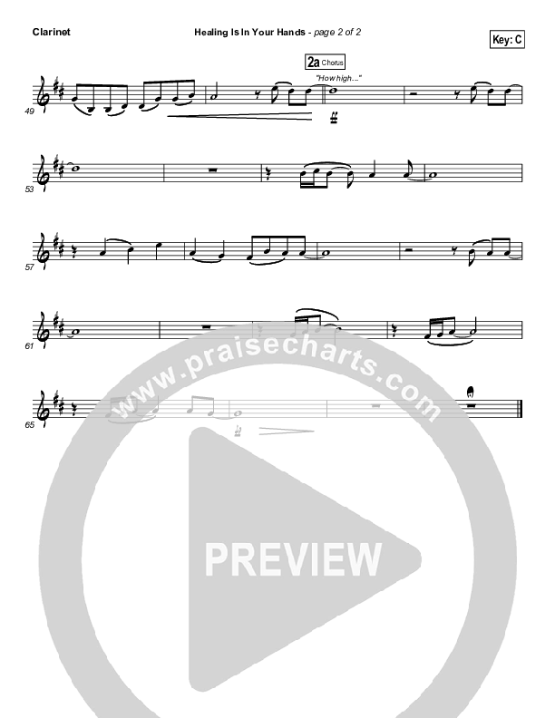 Healing Is In Your Hands (Choral Anthem SATB) Clarinet (Christy Nockels / NextGen Worship / Arr. Richard Kingsmore)