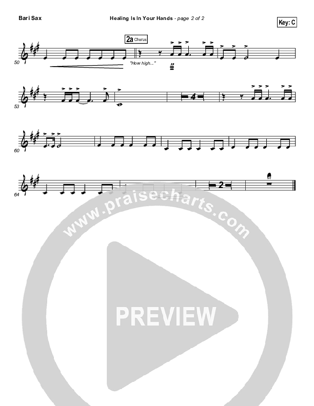 Healing Is In Your Hands (Choral Anthem SATB) Bari Sax (Christy Nockels / NextGen Worship / Arr. Richard Kingsmore)