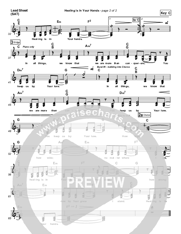 Healing Is In Your Hands (Choral Anthem SATB) Lead Sheet (SAT) (Christy Nockels / NextGen Worship / Arr. Richard Kingsmore)