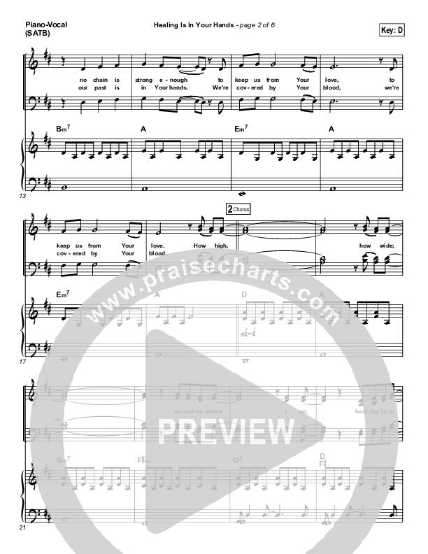 Healing Is In Your Hands (Choral Anthem SATB) Piano/Vocal (SATB) (Christy Nockels / NextGen Worship / Arr. Richard Kingsmore)