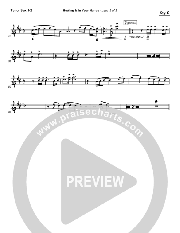 Healing Is In Your Hands (Choral Anthem SATB) Tenor Sax 1/2 (Christy Nockels / NextGen Worship / Arr. Richard Kingsmore)