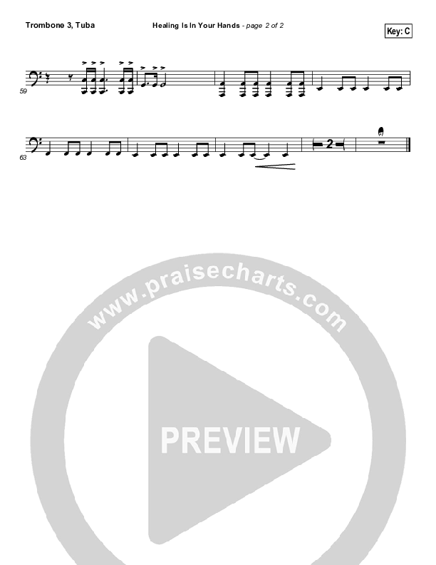 Healing Is In Your Hands (Choral Anthem SATB) Trombone 3/Tuba (Christy Nockels / NextGen Worship / Arr. Richard Kingsmore)