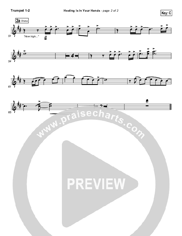 Healing Is In Your Hands (Choral Anthem SATB) Trumpet 1,2 (Christy Nockels / NextGen Worship / Arr. Richard Kingsmore)