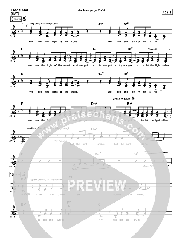 We Are (Choral Anthem SATB) Lead Sheet (Kari Jobe / NextGen Worship / Arr. Richard Kingsmore)