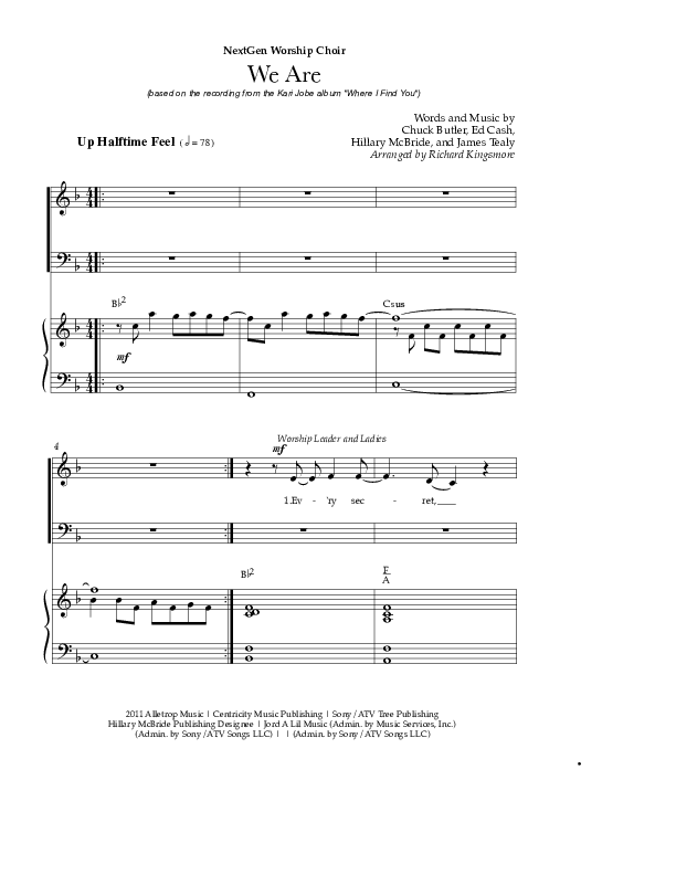 We Are (Choral Anthem SATB) Piano/Choir (SATB) (Kari Jobe / NextGen Worship / Arr. Richard Kingsmore)
