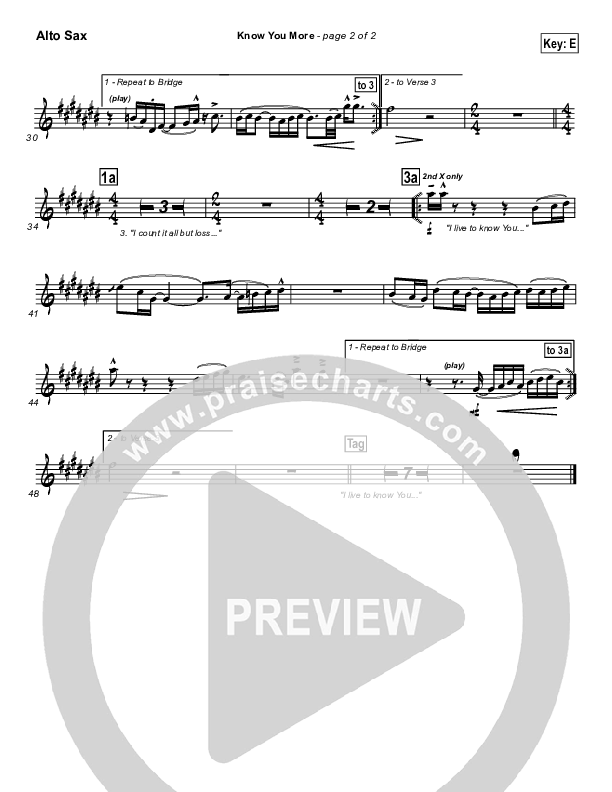 Know You More Alto Sax (Hillsong Worship)