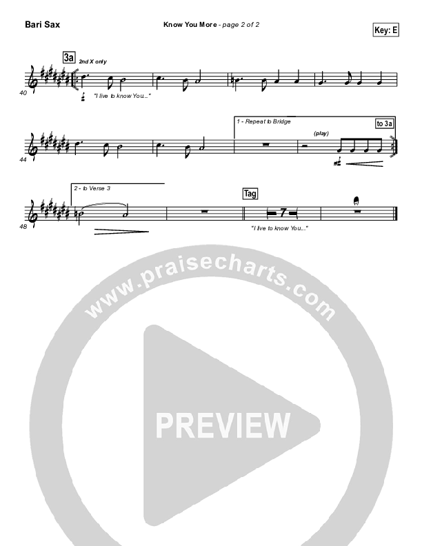 Know You More Bari Sax (Hillsong Worship)