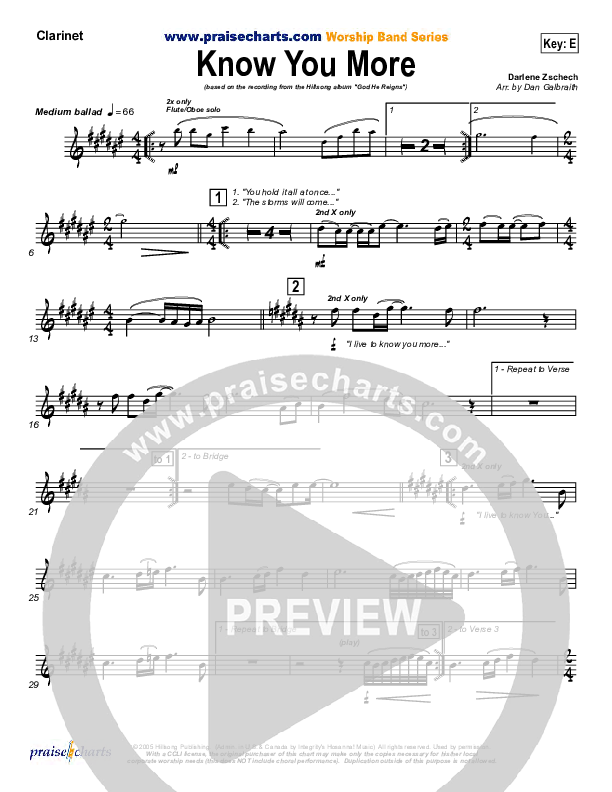 Know You More Wind Pack (Hillsong Worship)