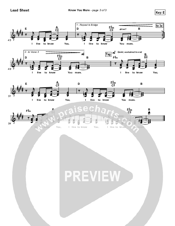 Know You More Lead Sheet (SAT) (Hillsong Worship)