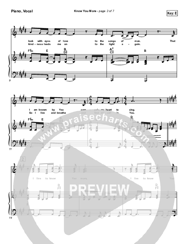 Know You More Piano/Vocal Pack (Hillsong Worship)