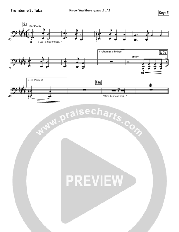 Know You More Trombone 3/Tuba (Hillsong Worship)
