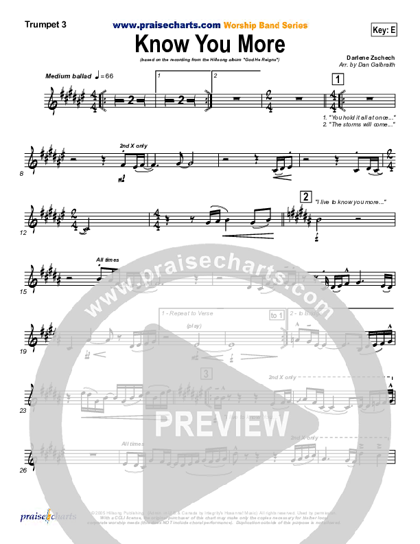 Know You More Trumpet 3 (Hillsong Worship)