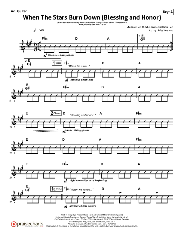 When The Stars Burn Down Acoustic Guitar (Phillips Craig & Dean)