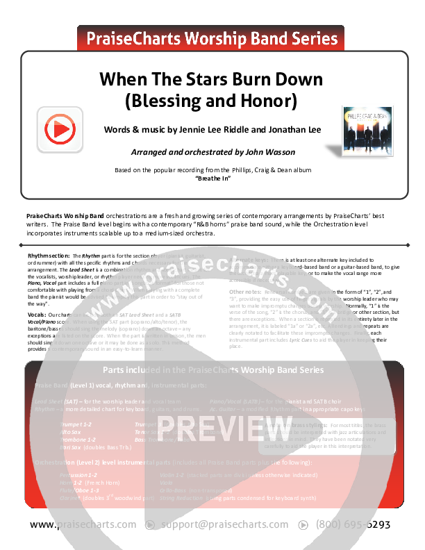 When The Stars Burn Down Orchestration (Phillips Craig & Dean)