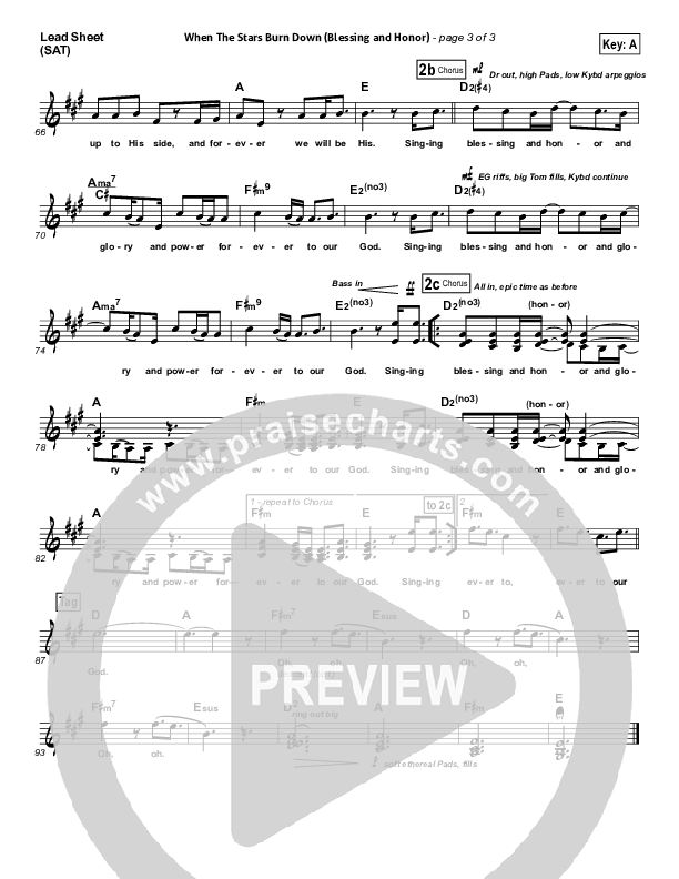 When The Stars Burn Down Lead Sheet (SAT) (Phillips Craig & Dean)