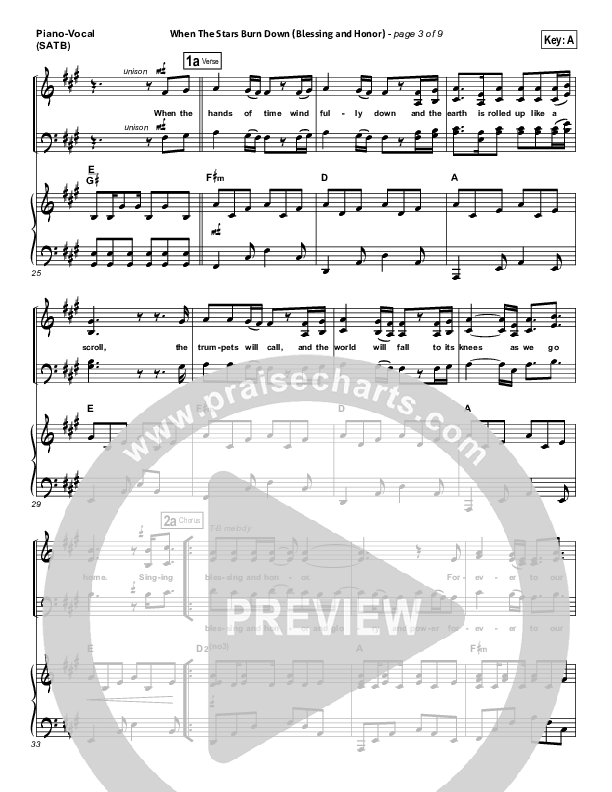 When The Stars Burn Down Piano/Vocal (SATB) (Phillips Craig & Dean)