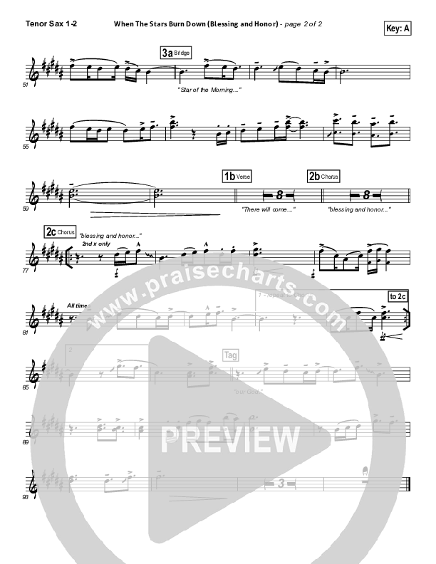 When The Stars Burn Down Tenor Sax 1/2 (Phillips Craig & Dean)