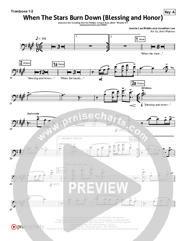 When The Stars Burn Down Trombone 1/2 (Phillips Craig & Dean)