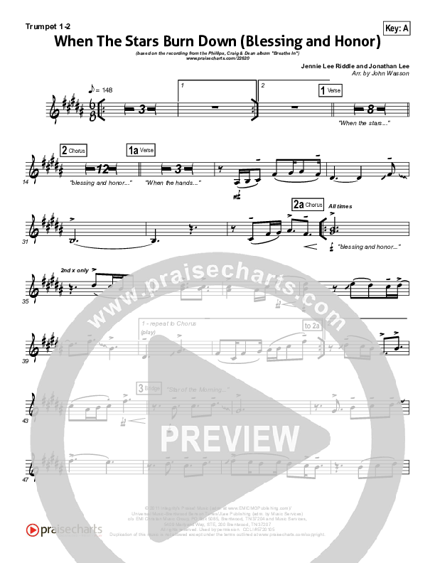 When The Stars Burn Down Brass Pack (Phillips Craig & Dean)