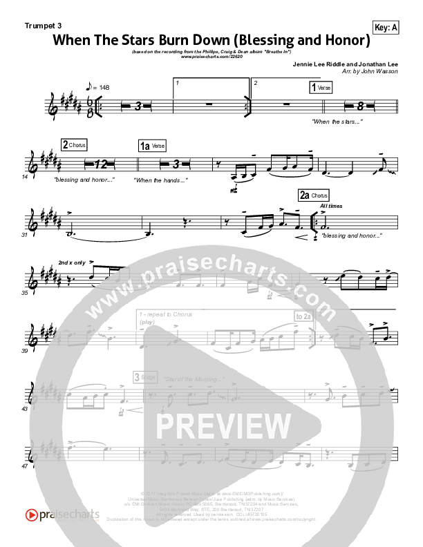 When The Stars Burn Down Trumpet 3 (Phillips Craig & Dean)