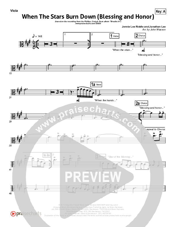 When The Stars Burn Down Viola (Phillips Craig & Dean)