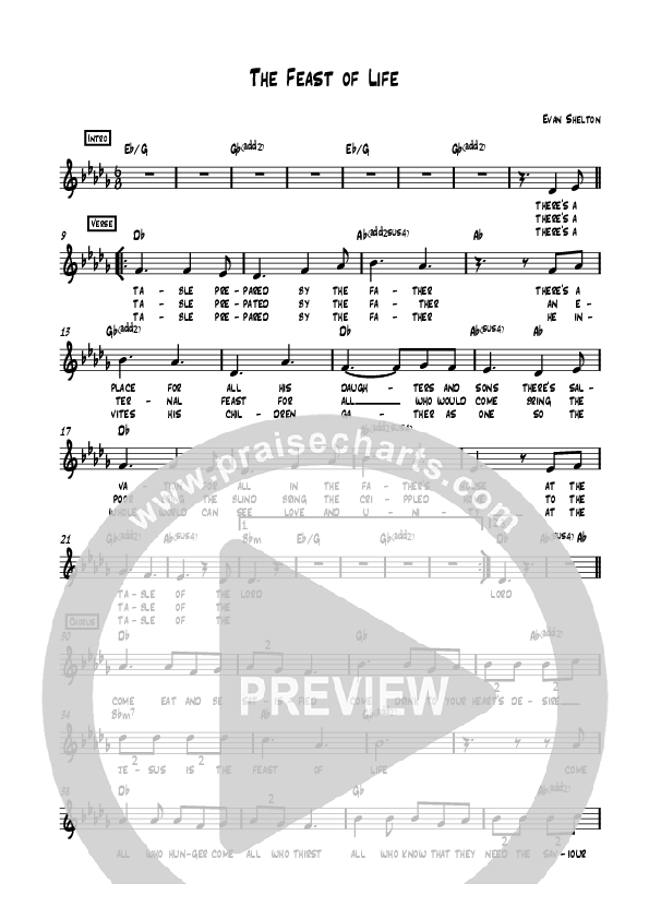 Feast Of Life Lead Sheet (Evan Shelton)